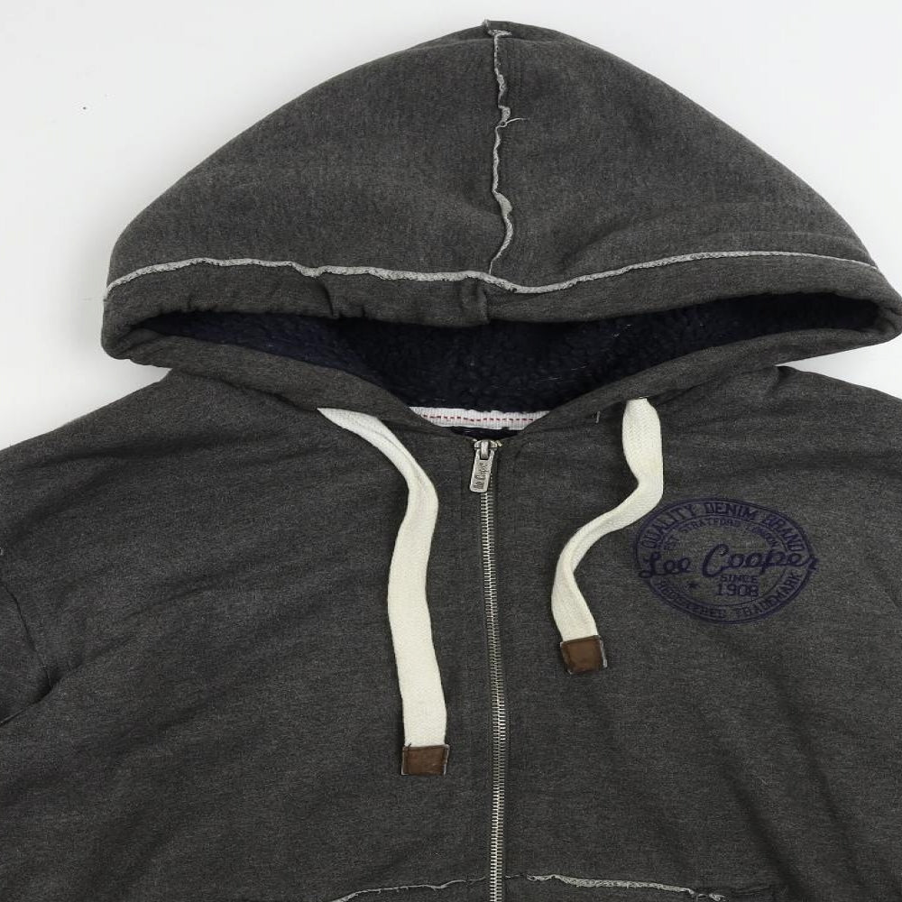 Mens UK Size S Lee Cooper Grey Full Zip Hoodie