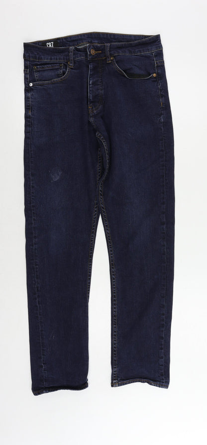 CR7 Cristiano Ronaldo Mens Blue Cotton Straight Jeans Size 32 in L31 in Regular Button
