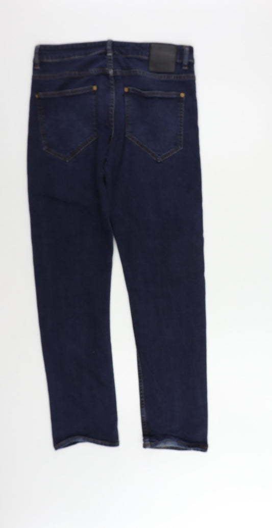 CR7 Cristiano Ronaldo Mens Blue Cotton Straight Jeans Size 32 in L31 in Regular Button