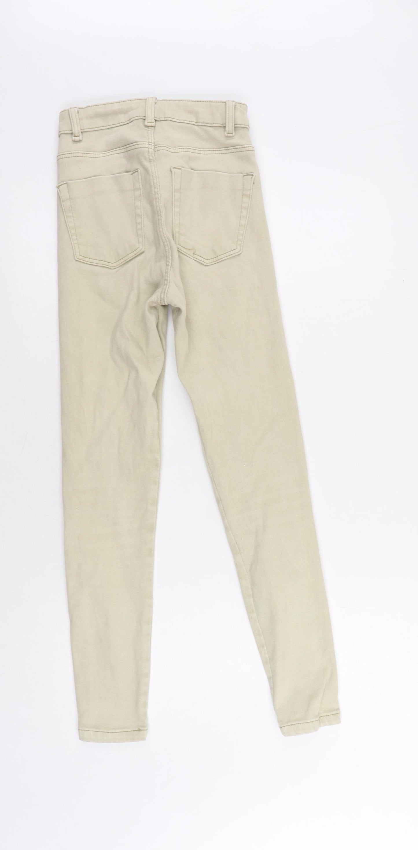 Bershka Womens Beige Cotton Skinny Jeans Size 4 L27 in Regular Zip