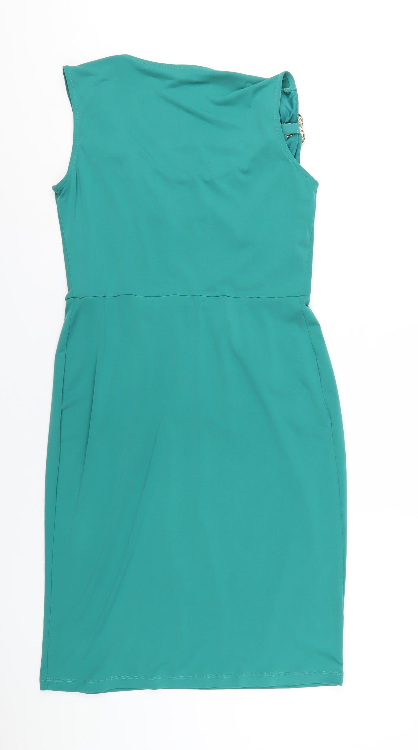Julian MacDonald Womens Green Polyester Bodycon Size 12 Collared Pullover