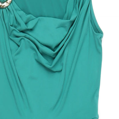 Julian MacDonald Womens Green Polyester Bodycon Size 12 Collared Pullover