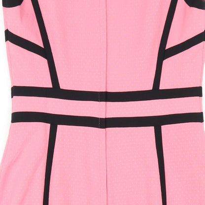 Dorothy Perkins Womens Pink Polyester Pencil Dress Size 12 Scoop Neck Zip