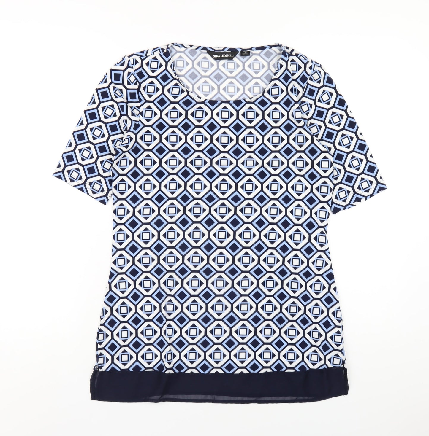 Womens UK Size S Nina Leonard Blue Basic T-Shirt