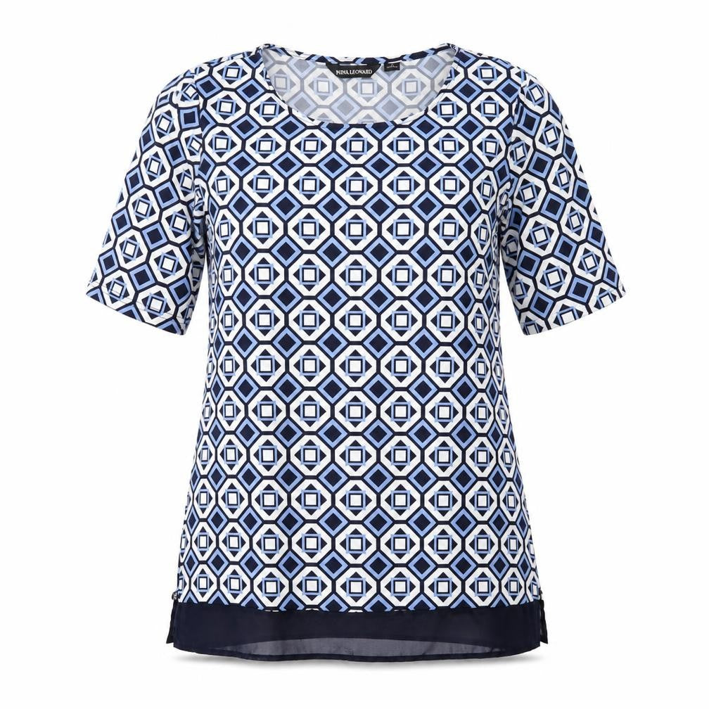 Womens UK Size S Nina Leonard Blue Basic T-Shirt