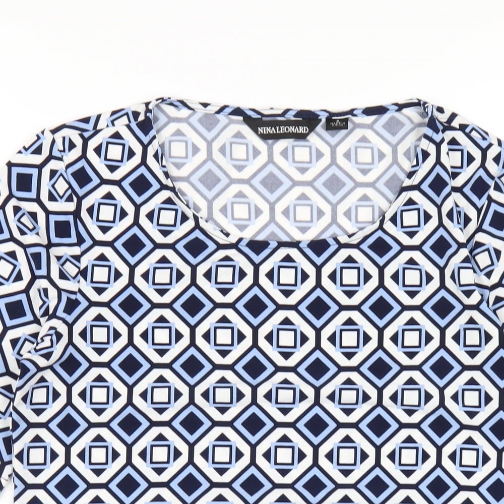 Womens UK Size S Nina Leonard Blue Basic T-Shirt
