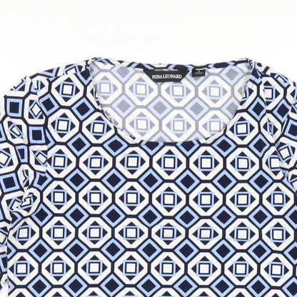 Womens UK Size S Nina Leonard Blue Basic T-Shirt