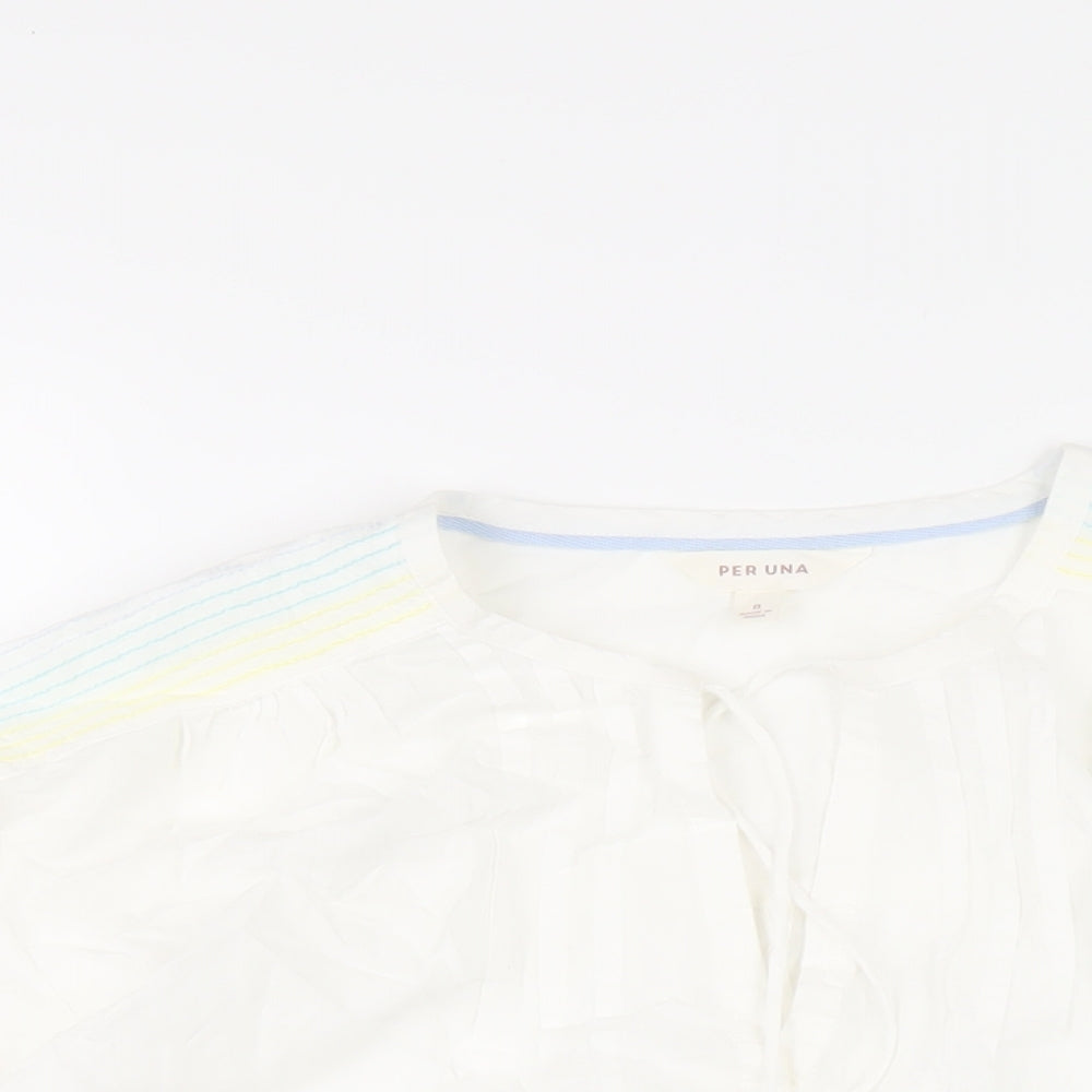 Womens UK Size 8 Per Una White Basic T-Shirt