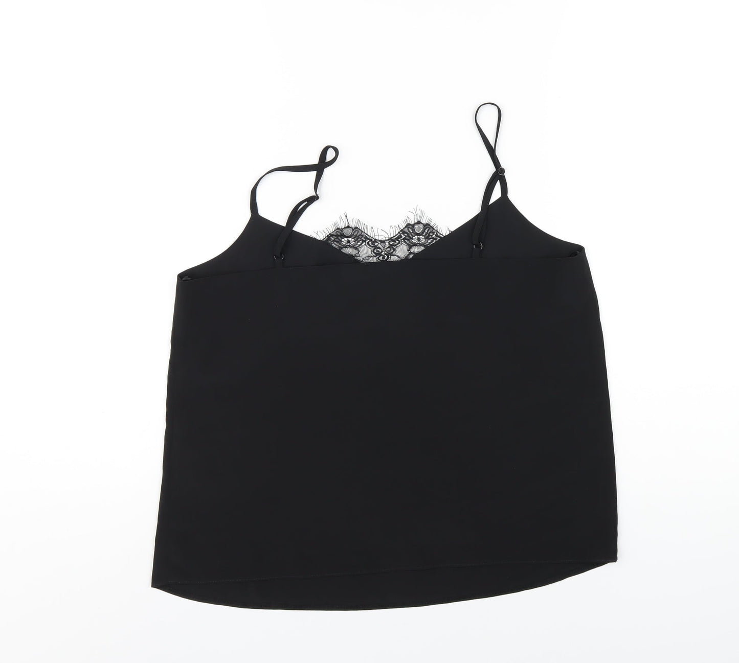 Lipsy Womens Black Polyester Camisole T-Shirt Size 12 V-Neck