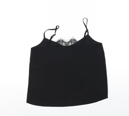 Lipsy Womens Black Polyester Camisole T-Shirt Size 12 V-Neck