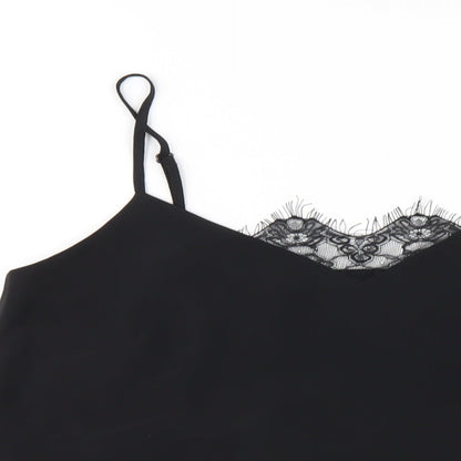 Lipsy Womens Black Polyester Camisole T-Shirt Size 12 V-Neck