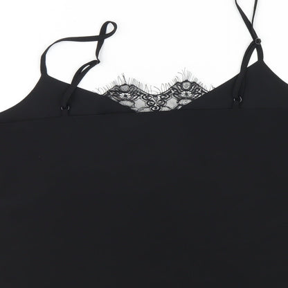 Lipsy Womens Black Polyester Camisole T-Shirt Size 12 V-Neck
