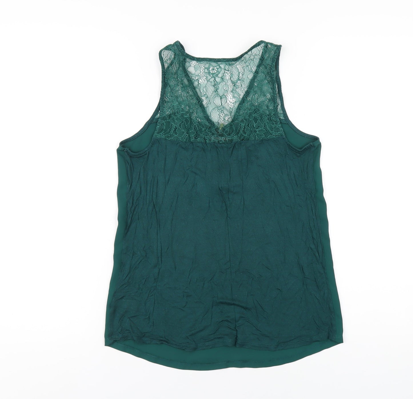 Express Womens Green Polyester Basic Tank Size S V-Neck