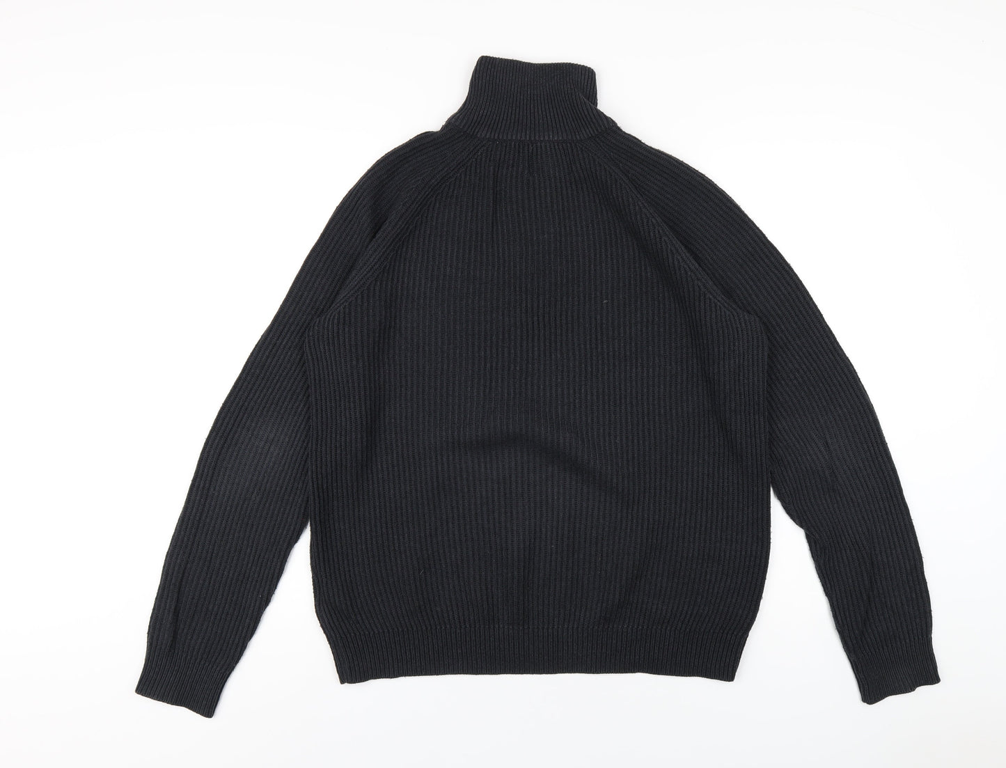 Research Garments Mens Black High Neck Acrylic Pullover Jumper Size L Long Sleeve