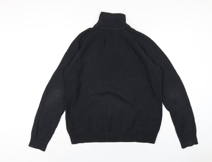 Research Garments Mens Black High Neck Acrylic Pullover Jumper Size L Long Sleeve