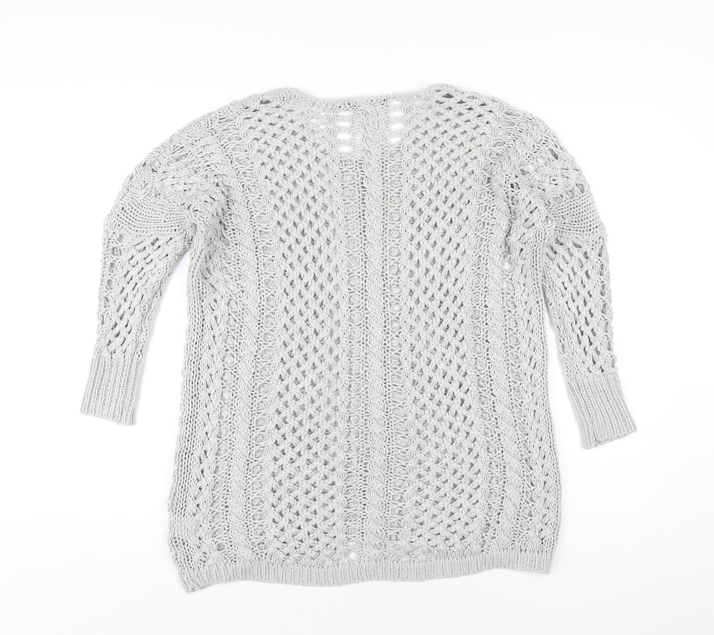 Crafted Womens Grey Round Neck Acrylic Pullover Jumper Size 10