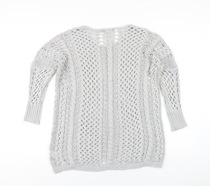 Crafted Womens Grey Round Neck Acrylic Pullover Jumper Size 10