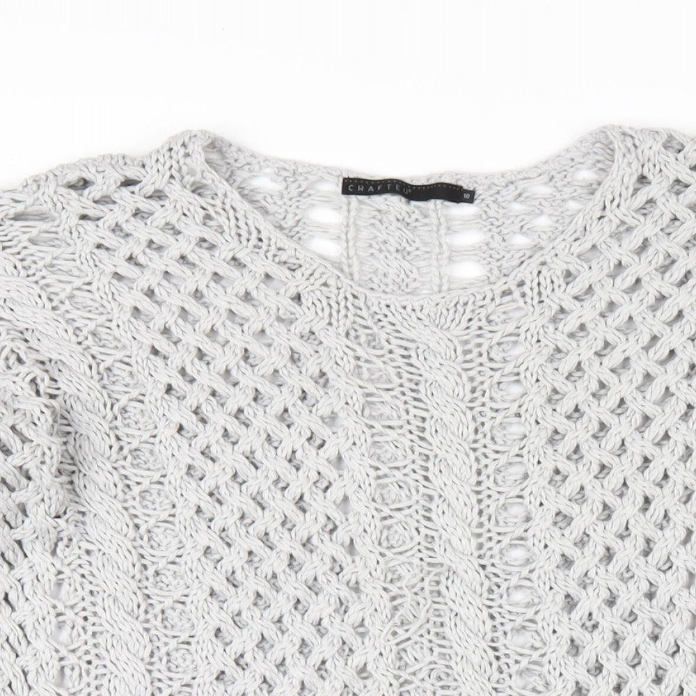 Crafted Womens Grey Round Neck Acrylic Pullover Jumper Size 10