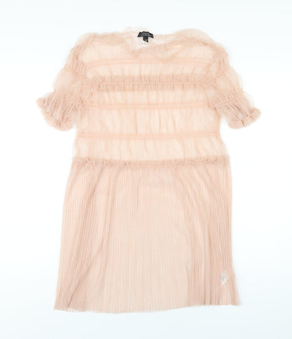 Topshop Womens Pink Polyester A-Line Size 12 Round Neck Pullover