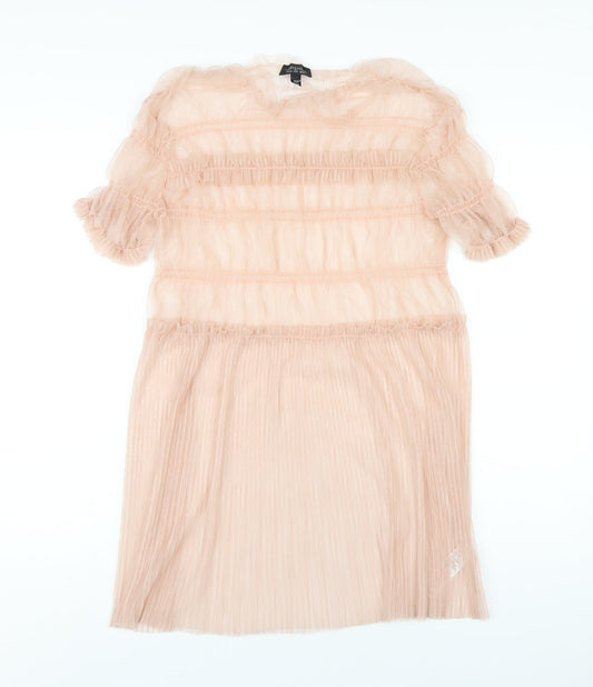 Topshop Womens Pink Polyester A-Line Size 12 Round Neck Pullover