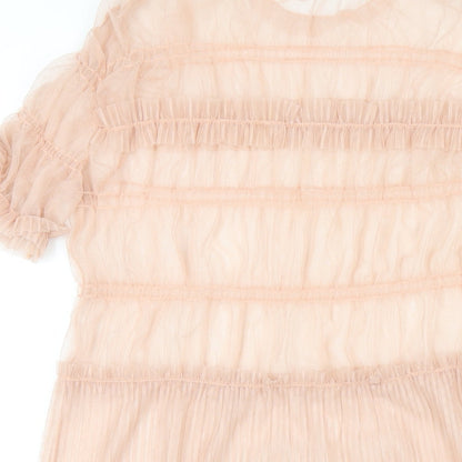 Topshop Womens Pink Polyester A-Line Size 12 Round Neck Pullover
