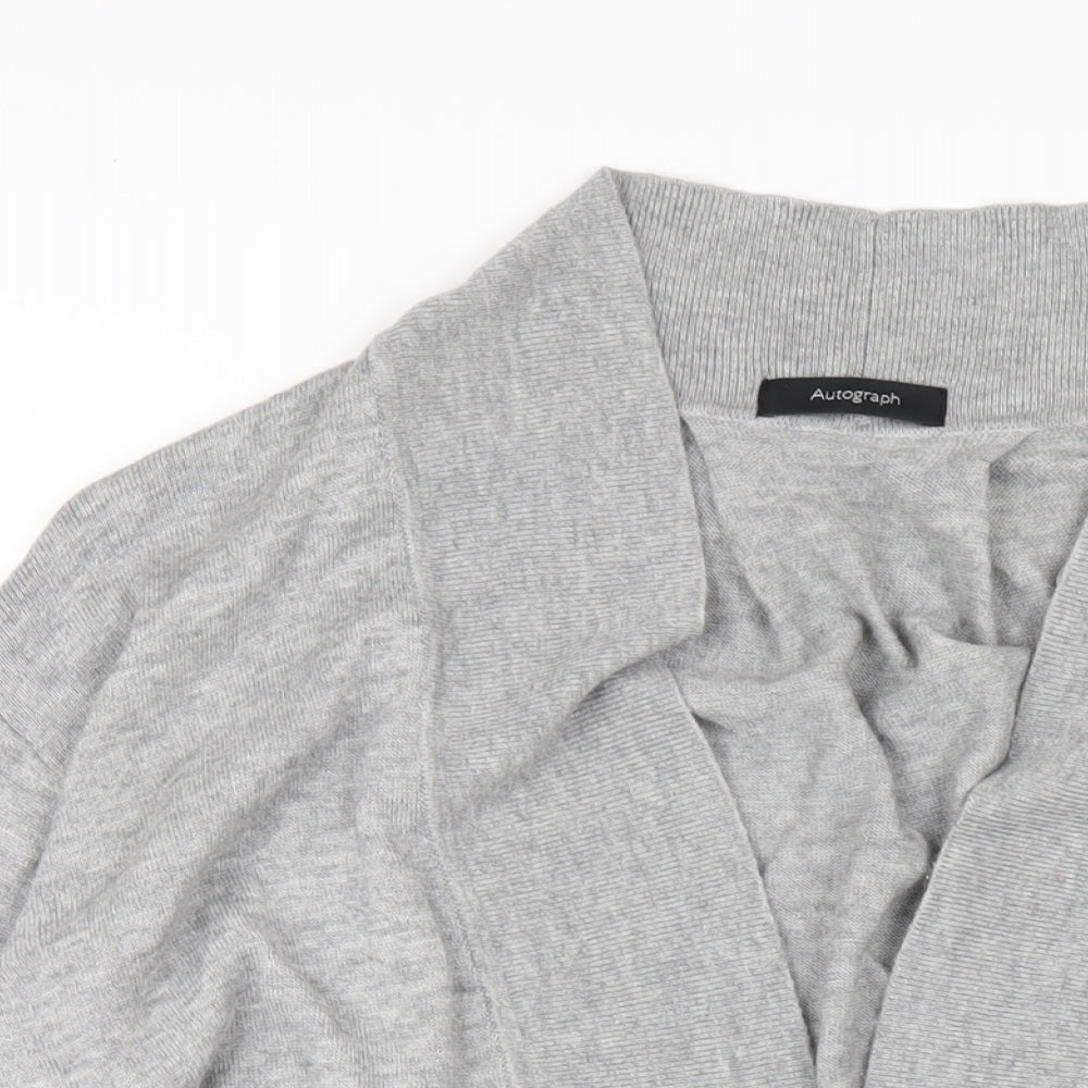 Autograph Womens Grey V-Neck Viscose Cardigan Jumper Size M