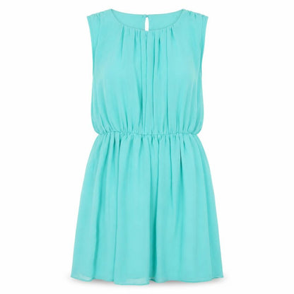 New Look Womens Blue Polyester A-Line Size 12 Round Neck Button