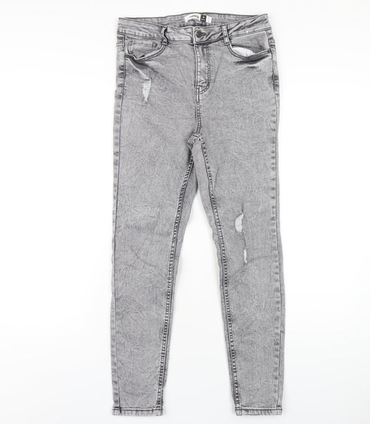 PEP&CO Womens Grey Cotton Skinny Jeans Size 10 L27 in Regular Zip