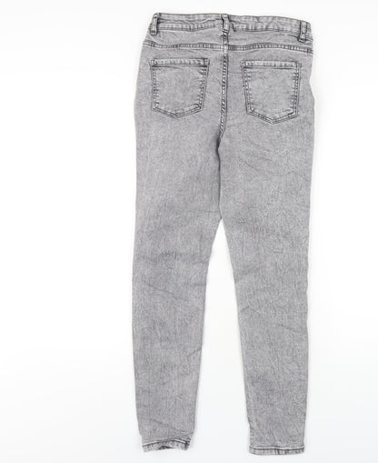 PEP&CO Womens Grey Cotton Skinny Jeans Size 10 L27 in Regular Zip