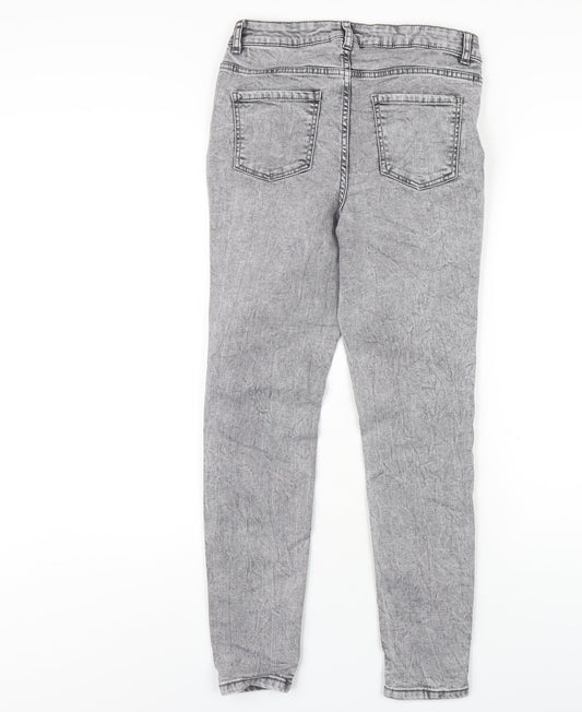 PEP&CO Womens Grey Cotton Skinny Jeans Size 10 L27 in Regular Zip