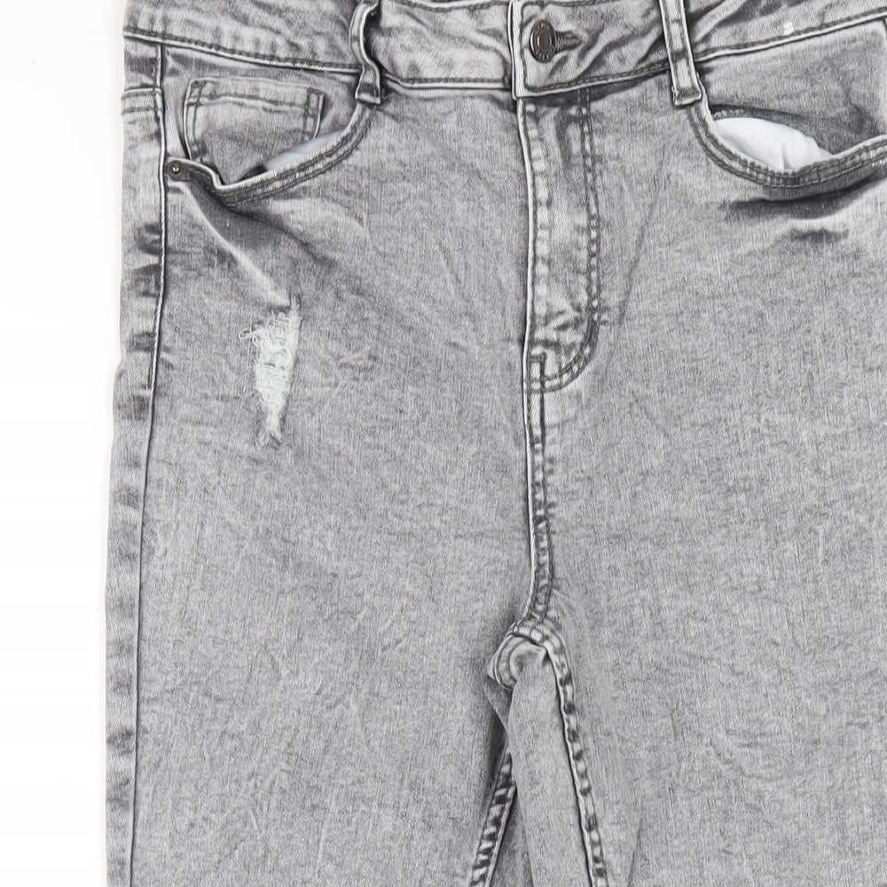 PEP&CO Womens Grey Cotton Skinny Jeans Size 10 L27 in Regular Zip