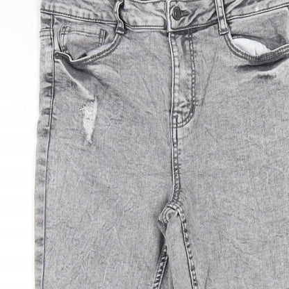 PEP&CO Womens Grey Cotton Skinny Jeans Size 10 L27 in Regular Zip