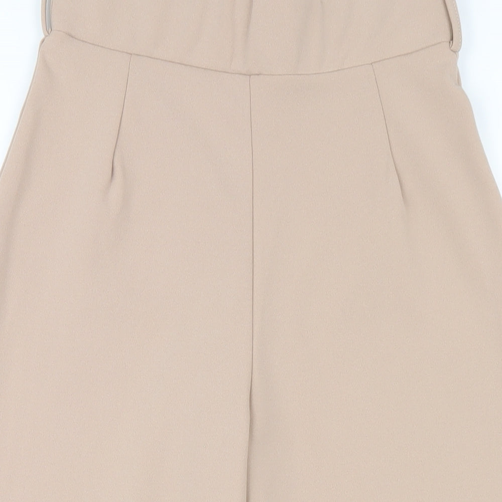 Boohoo Womens Beige Polyester Trousers Size 10 L22 in Regular