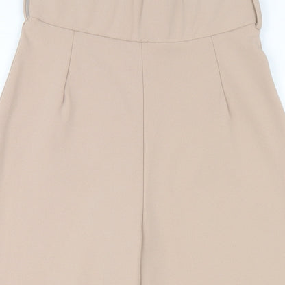 Boohoo Womens Beige Polyester Trousers Size 10 L22 in Regular