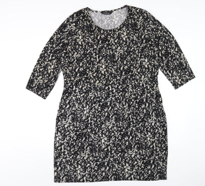 Kaleidoscope Womens Black Geometric Polyester A-Line Size 18 Round Neck Pullover