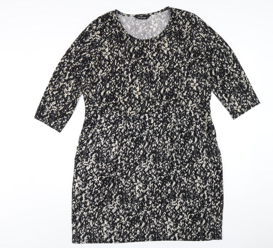 Kaleidoscope Womens Black Geometric Polyester A-Line Size 18 Round Neck Pullover