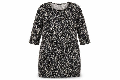 Kaleidoscope Womens Black Geometric Polyester A-Line Size 18 Round Neck Pullover