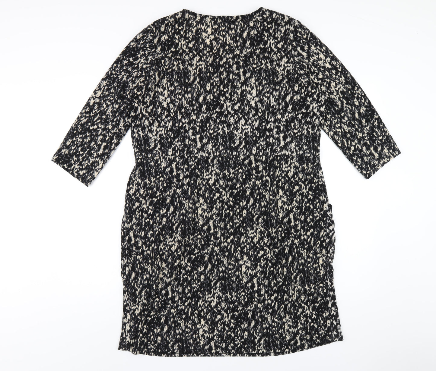 Kaleidoscope Womens Black Geometric Polyester A-Line Size 18 Round Neck Pullover