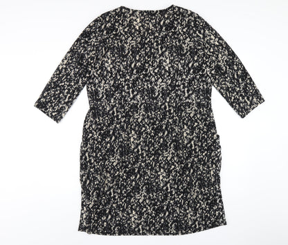 Kaleidoscope Womens Black Geometric Polyester A-Line Size 18 Round Neck Pullover