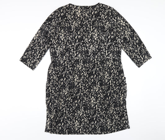 Kaleidoscope Womens Black Geometric Polyester A-Line Size 18 Round Neck Pullover