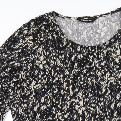 Kaleidoscope Womens Black Geometric Polyester A-Line Size 18 Round Neck Pullover