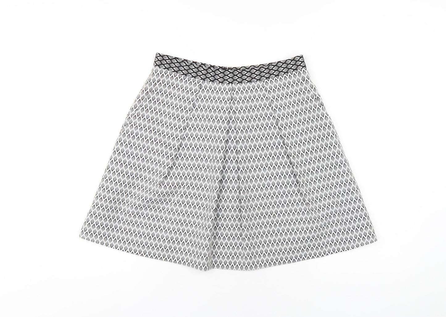 Coast Womens Grey Geometric Polyester A-Line Skirt Size 10 Zip