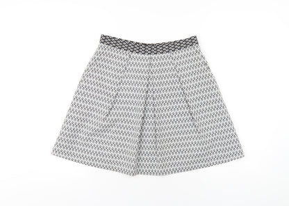 Coast Womens Grey Geometric Polyester A-Line Skirt Size 10 Zip