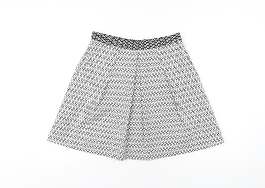 Coast Womens Grey Geometric Polyester A-Line Skirt Size 10 Zip