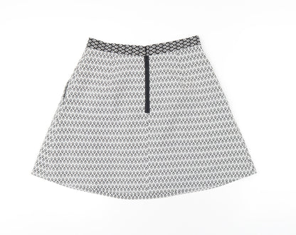 Coast Womens Grey Geometric Polyester A-Line Skirt Size 10 Zip