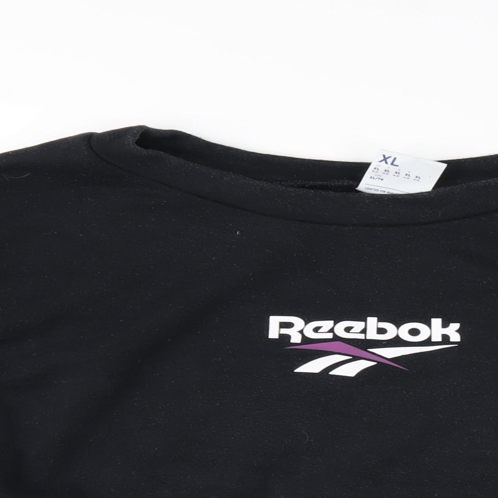 Reebok Womens Black Cotton Pullover Sweatshirt Size XL Pullover