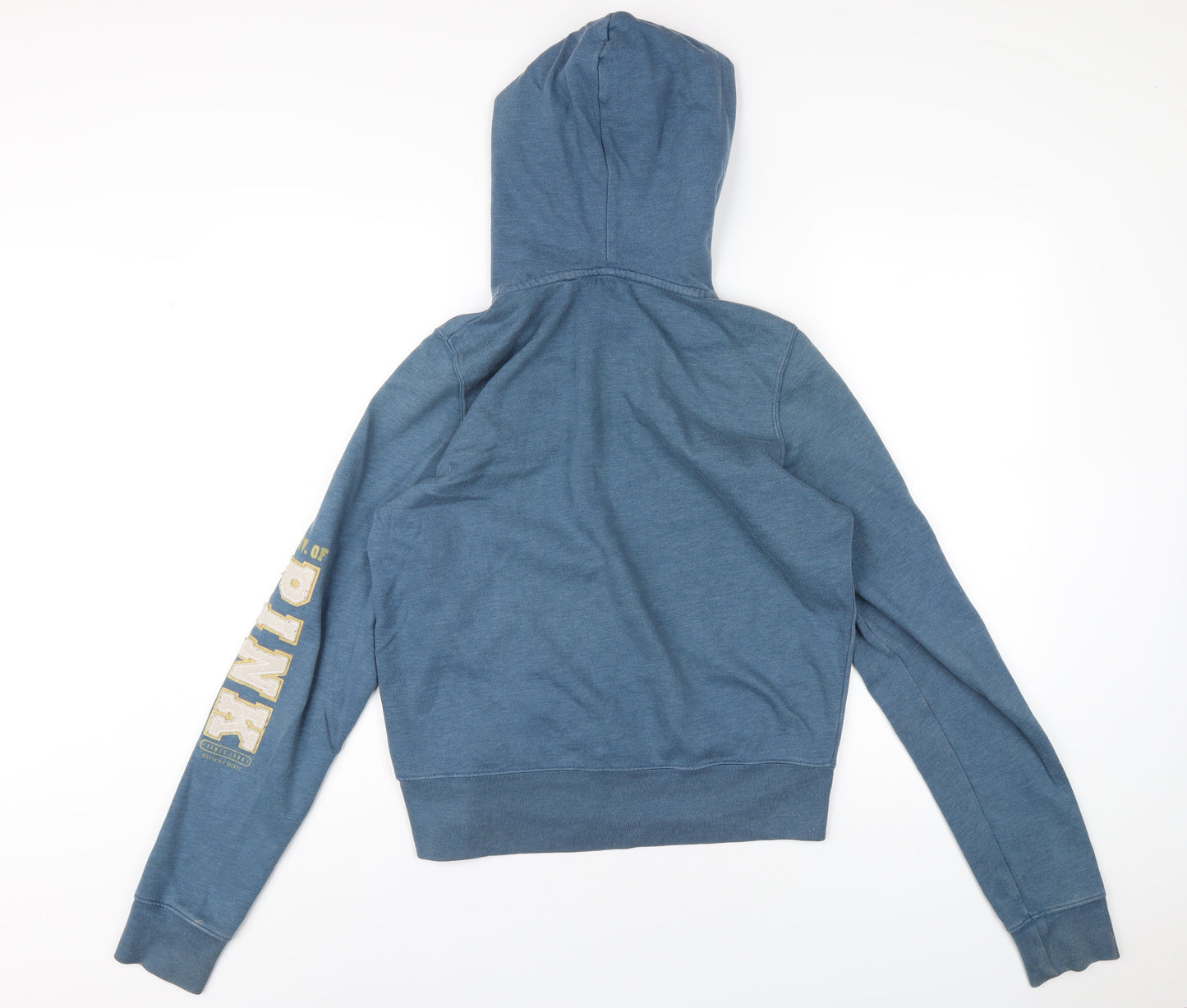 PINK Womens Blue Cotton Full Zip Hoodie Size M Zip