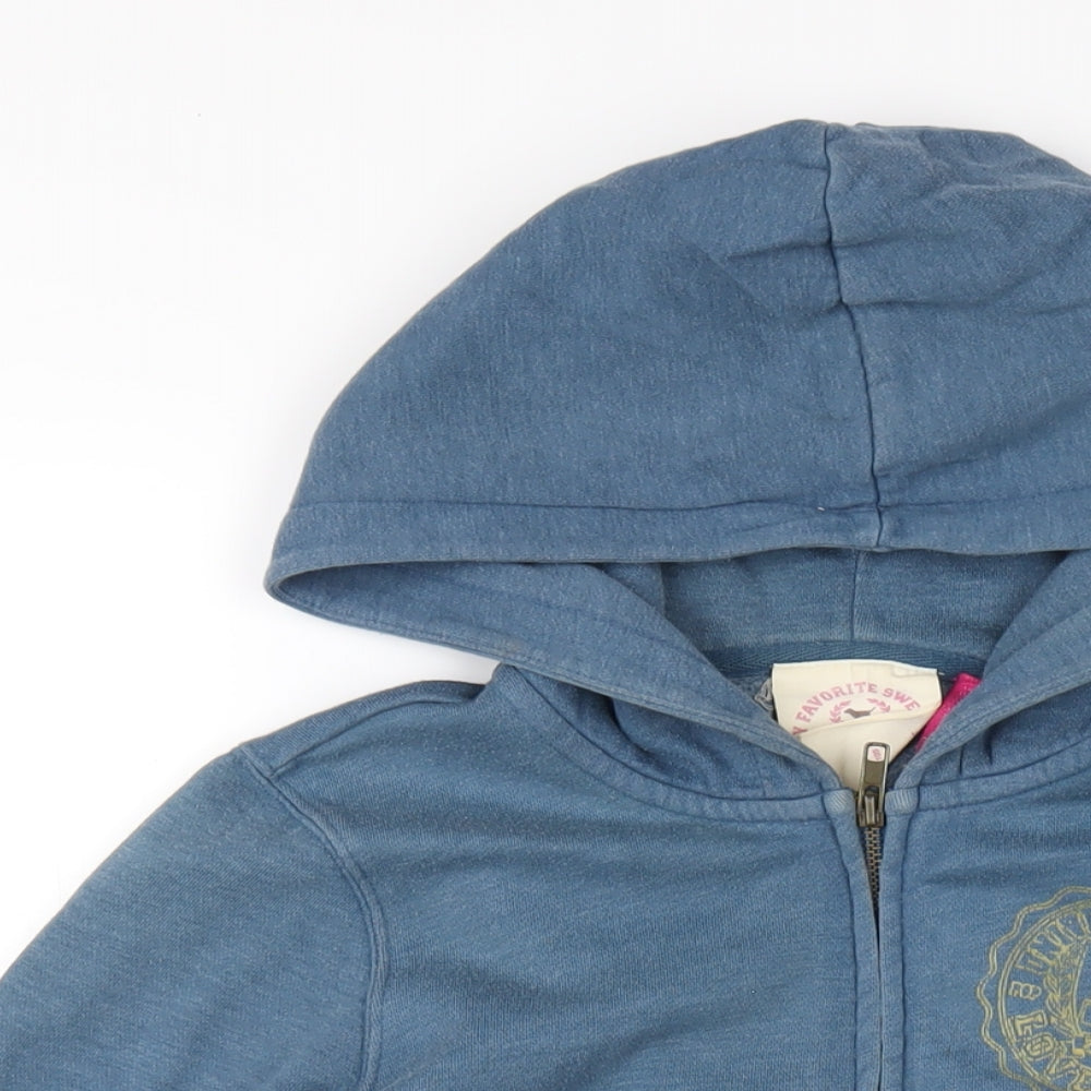 PINK Womens Blue Cotton Full Zip Hoodie Size M Zip
