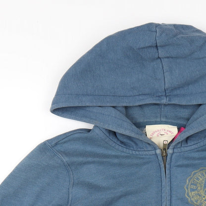 PINK Womens Blue Cotton Full Zip Hoodie Size M Zip