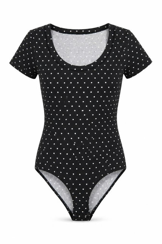 Bonprix Womens Green Polka Dot Cotton Bodysuit One-Piece Size XS Snap
